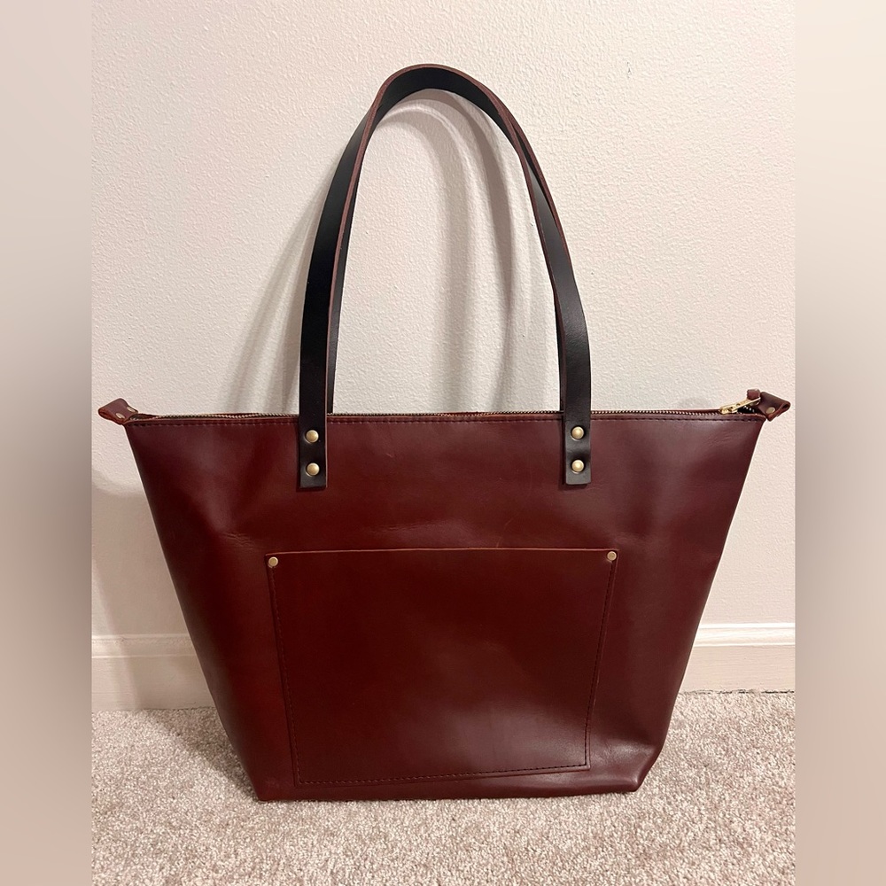 (Hide Stamp!) NWOT Portland Leather Goods Lg Cognac Tote
